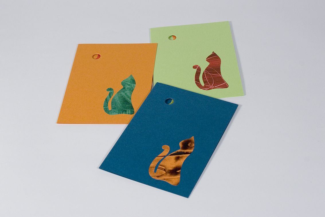  Tierkarte "Katze und Vogel", Karten